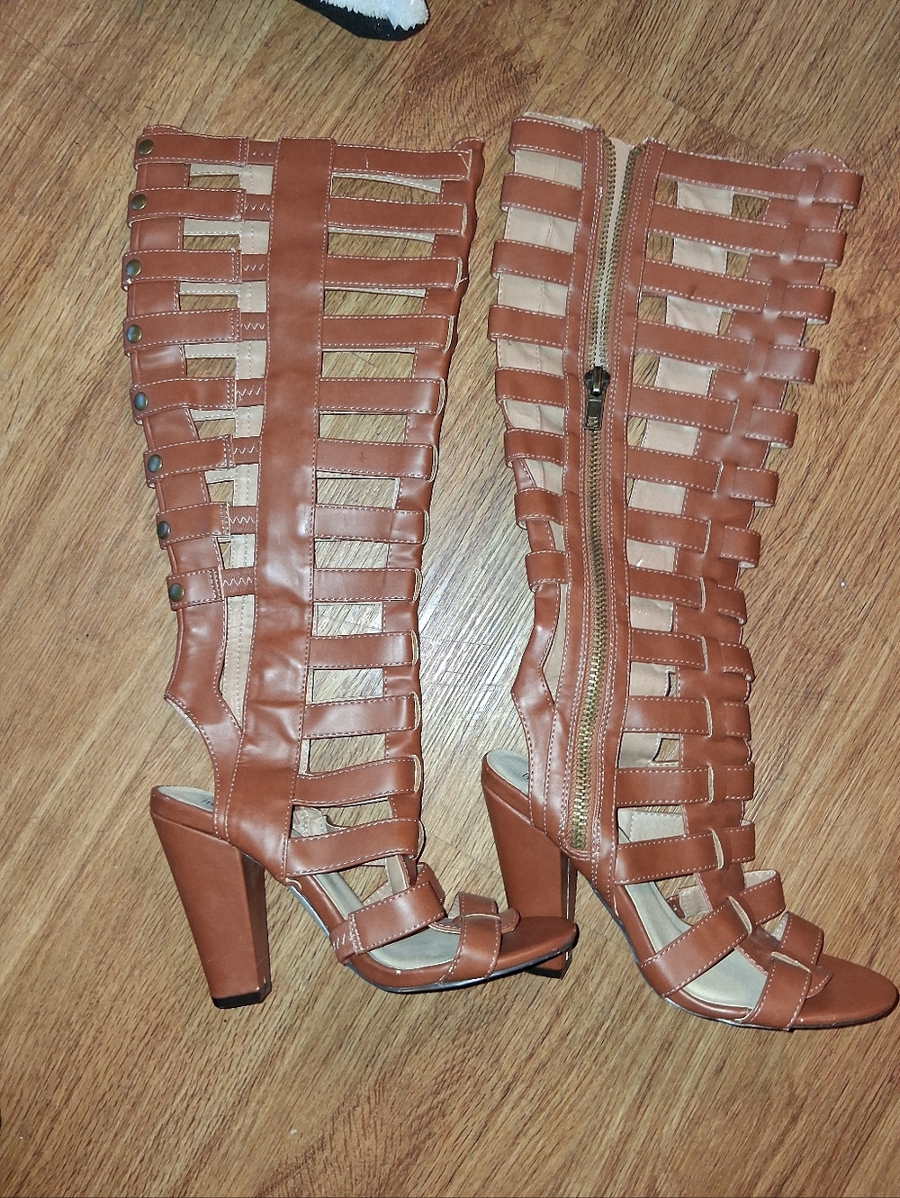 Michael antonio vintage Kimiko gladiator caged knee high boots